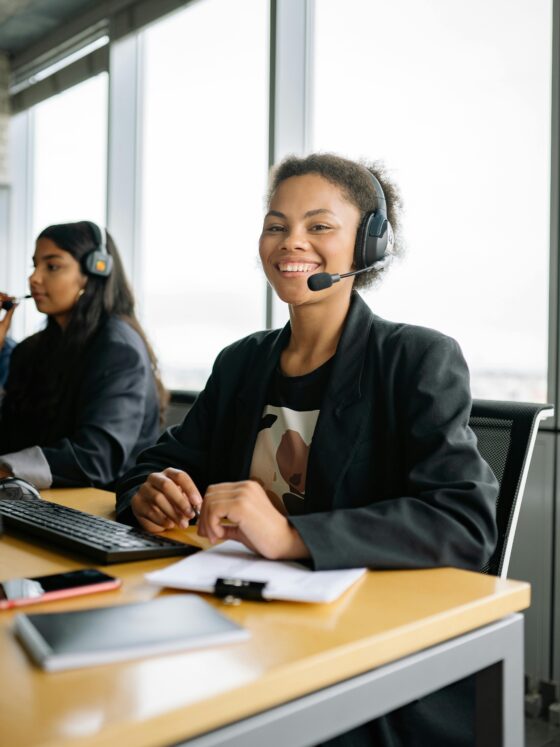 Two women at call ceter